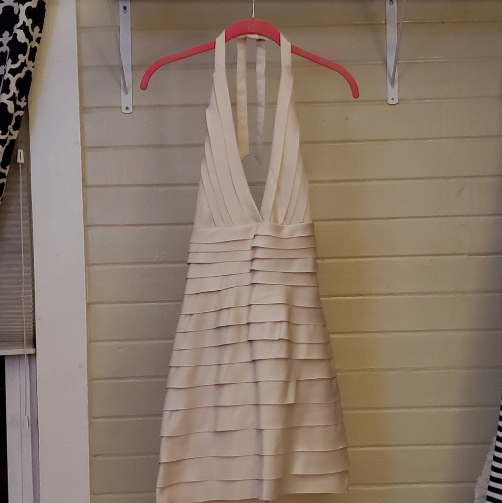 Cream Halter Mini cocktail dress